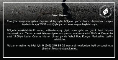 ELAZIĞ DEPREMİ YARDIM KAMPANYASI