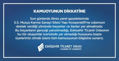 KAMUOYUNUN DİKKATİNE
