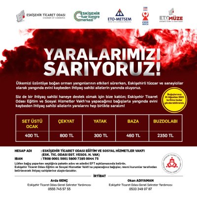 ETO’NUN VAKFINDAN YANGIN MAĞDURLARI İÇİN YARDIM KAMPANYASI