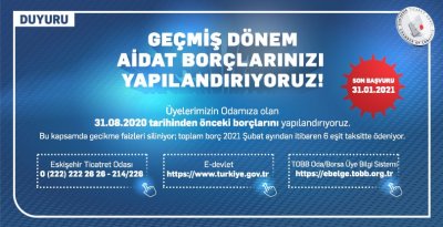 AİDAT BORÇLARI İÇİN FAİZSİZ YAPILANDIRMA İMKANI