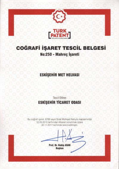 ESKİŞEHİR MET HELVASI’NI TESCİL ETTİRDİK