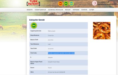 ESKİŞEHİR SİMİDİNİ DE TESCİL ETTİRDİK